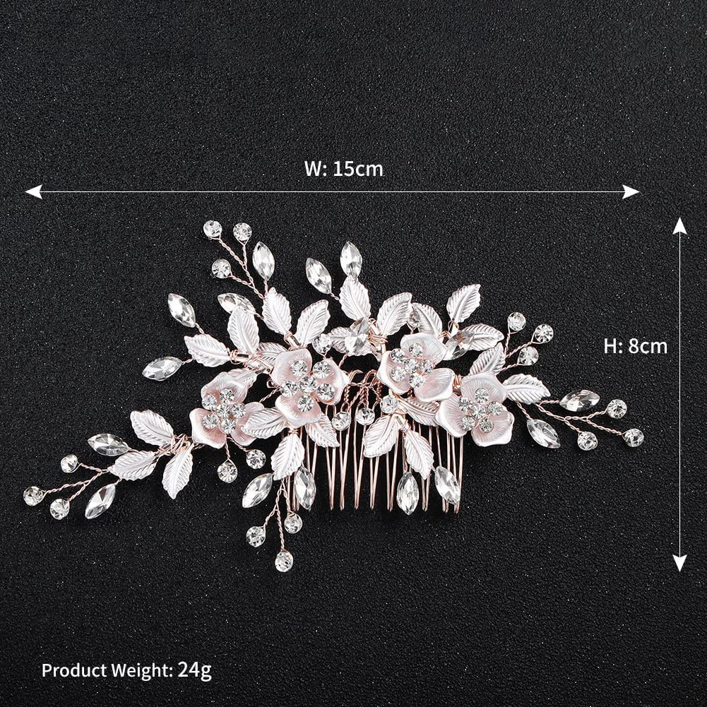 Handmade Rhinestone Bridal Hair Comb - Silver Wedding Hair Clip for Women | Elegant Bridal Headpiece for Weddings, Prom & Special Occasions