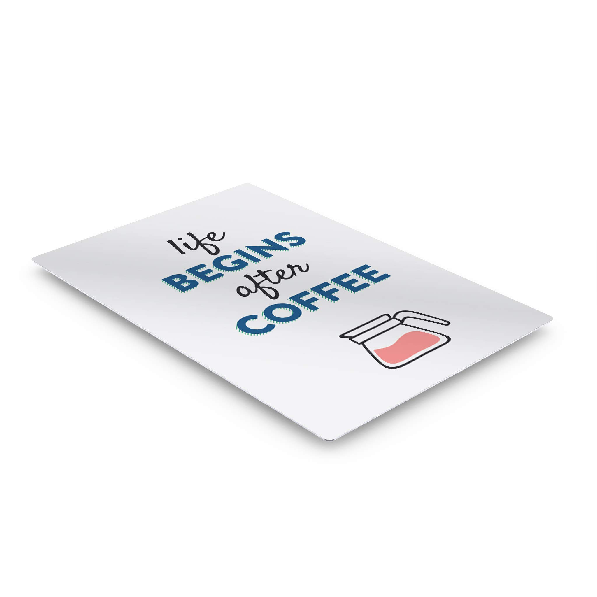 Retro Coffee Pot Metal Wall Art Print - 'Life Begins After Coffee' Inspirational Sign for Kitchen, Farmhouse & Office Decor (30x20 Inches) - Perfect for Coffee Shops, Restaurants & Home Dining Rooms