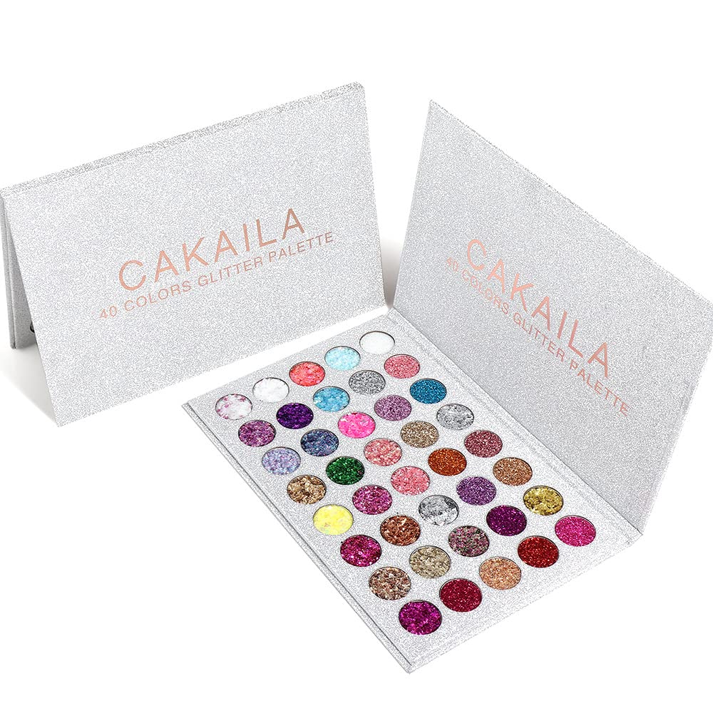 MEICOLY 40-Color Glitter Eyeshadow Palette - Pressed Pigmented Mineral Makeup with Ultra Shimmer & Sequins | Long-Lasting Self-Adhesive Formula for Face & Eye Makeup | Perfect for Parties, Halloween, Cosplay & Special Occasions