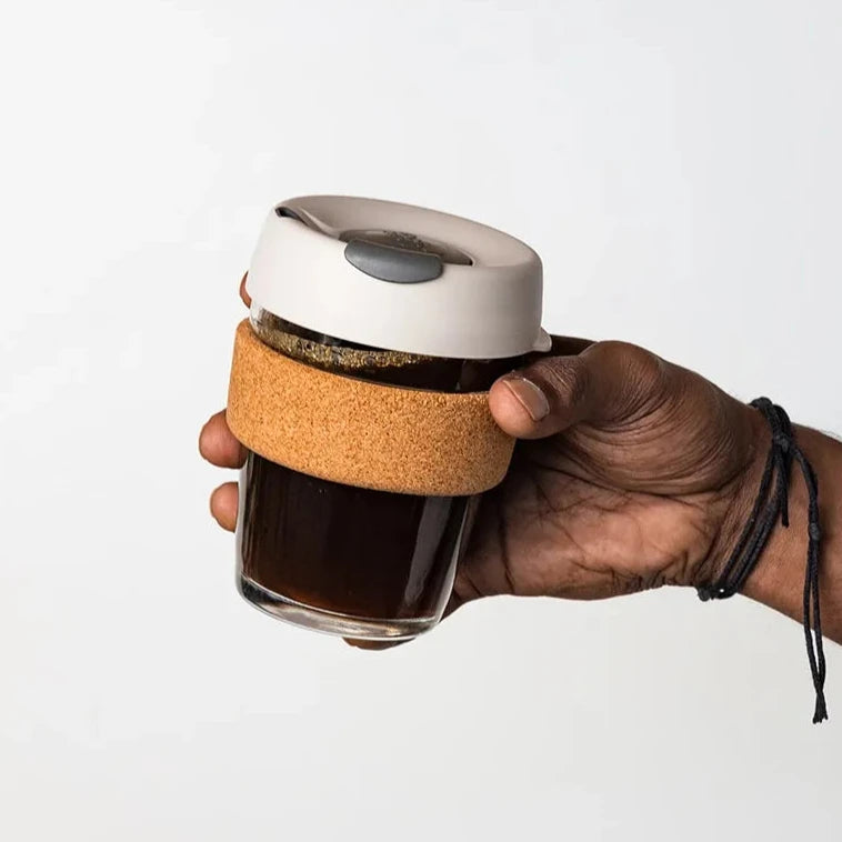KeepCup Brew Cork 12oz Reusable Coffee Cup - Eco-Friendly Travel Mug for Hot & Cold Drinks - Perfect for Office, Commuting & Outdoor Adventures