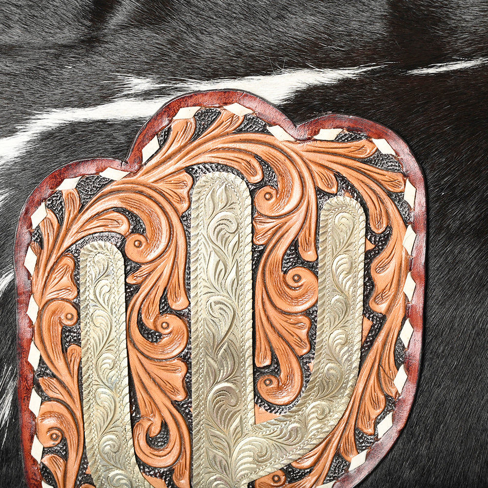 American Darling ADBG1299 Genuine Leather Women's Western Handbag - Hand Tooled Hair-On Cowhide Purse for Cowgirl Style, Rodeo Events & Country Fashion Accessories