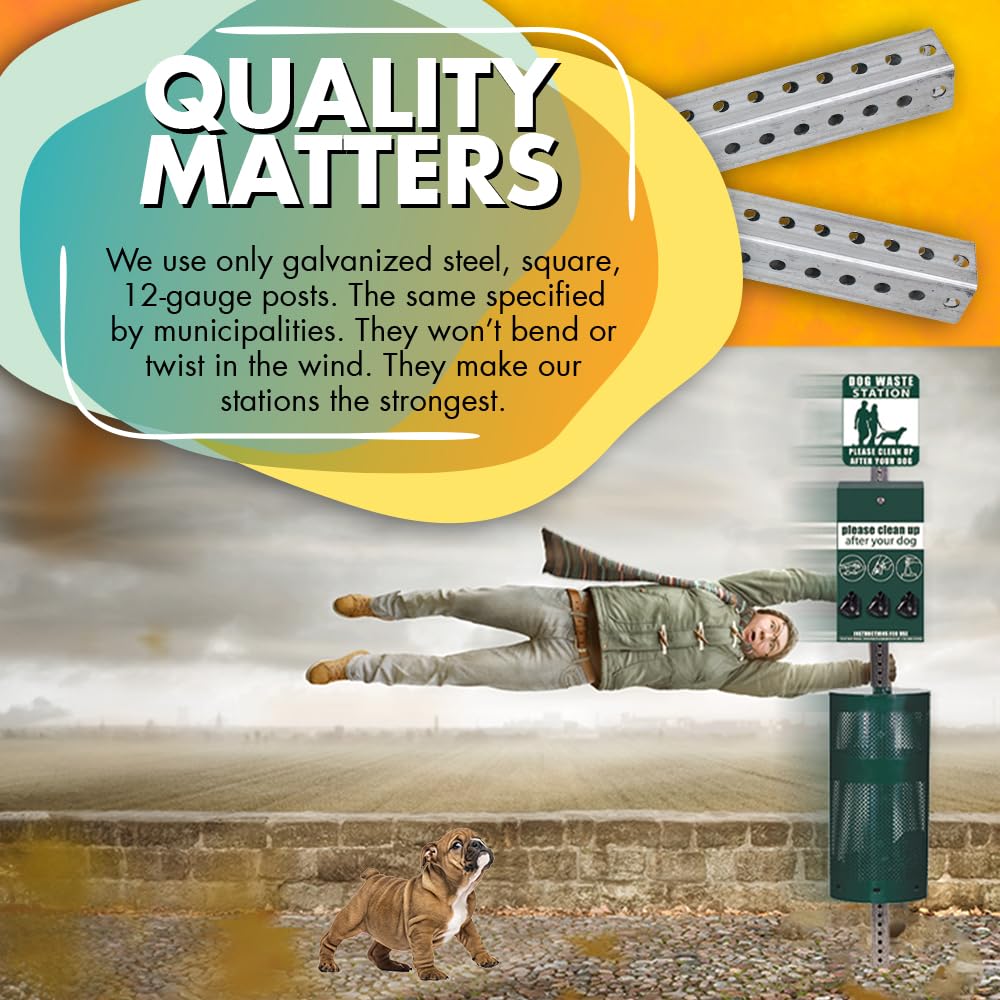 Rust Proof Aluminum Dog Waste Station with 400 Header Bags & 25 Liners - Durable Matte Green Pet Waste Disposal System for Parks, Yards & Public Spaces - Over 500K Sold in USA
