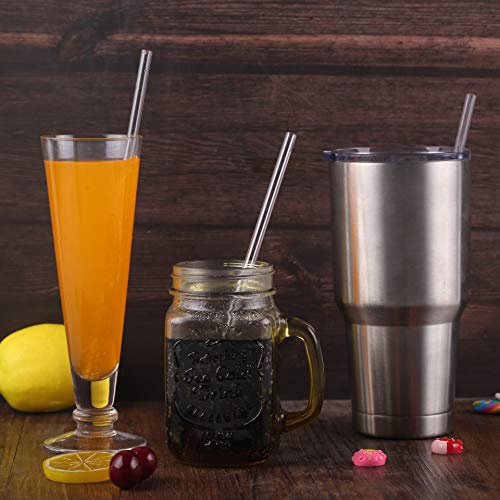 12-Pack 11-Inch Clear Reusable Plastic Straws for Tall Cups, Tumblers & Mason Jars - BPA-Free Unbreakable Drinking Straws with Cleaning Brush (Not Dishwasher Safe) - Perfect for Smoothies, Iced Coffee & Cold Beverages at Home, Office or Parties