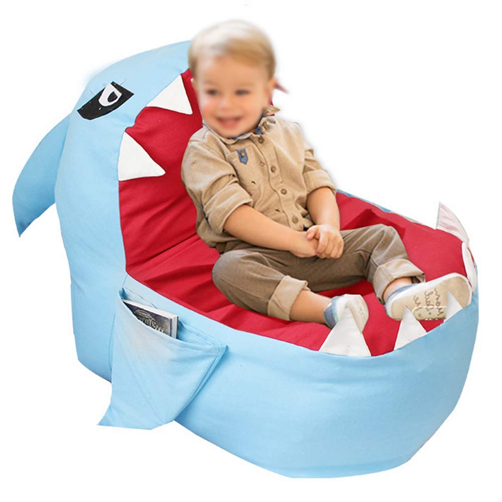 **Adorable Shark Bean Bag Chair for Kids - Large Plush Toy Organizer with Zipper, Stuffed Storage Bag for Pillows, Towels & Clothes - Perfect for Playrooms, Bedrooms & Reading Nooks (Blue)**