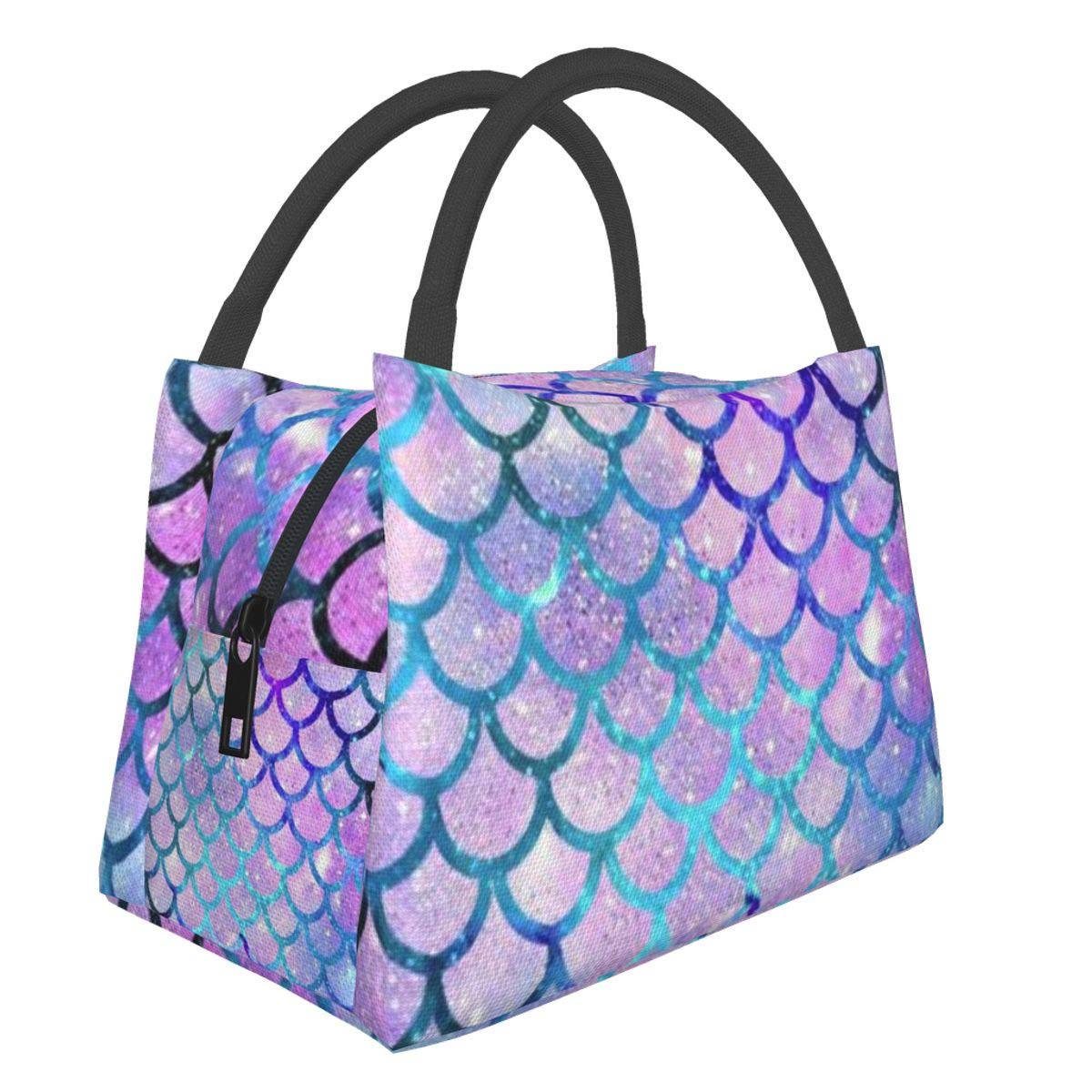 Mermaid Scales Insulated Lunch Bag - Reusable Tote Lunch Box for Men & Women - Perfect for Work, Picnic, Travel & School