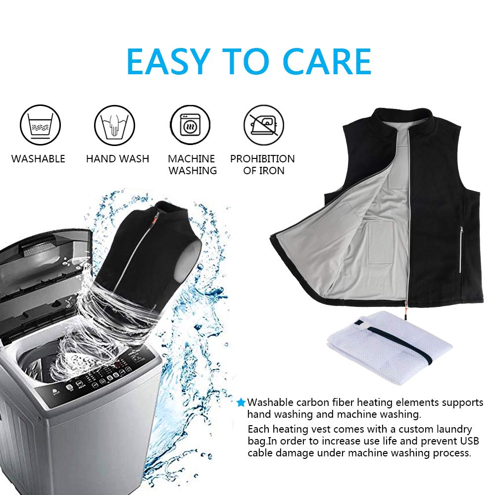 USB Heated Vest for Men & Women - Rechargeable Electric Heating Jacket with Washable Design (Battery Not Included) - Black XXXL - Perfect for Winter Outdoor Activities, Camping, Hiking & Cold Weather Work
