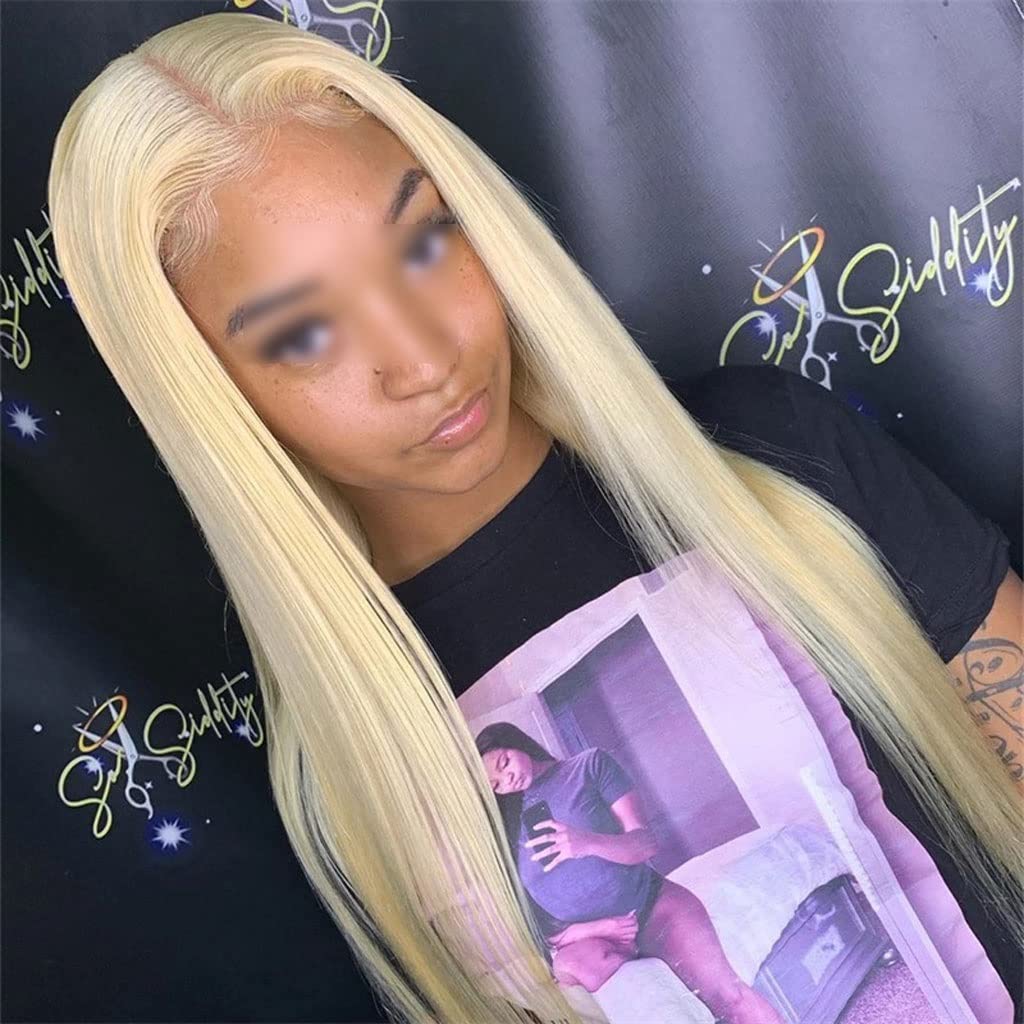 UNNS Women's Synthetic Wigs - Middle Part Golden Long Straight Hair Replacement Wig (25.9 Inch) for Everyday Wear & Parties | Heat Resistant Fiber Wig for Styling & Cosplay