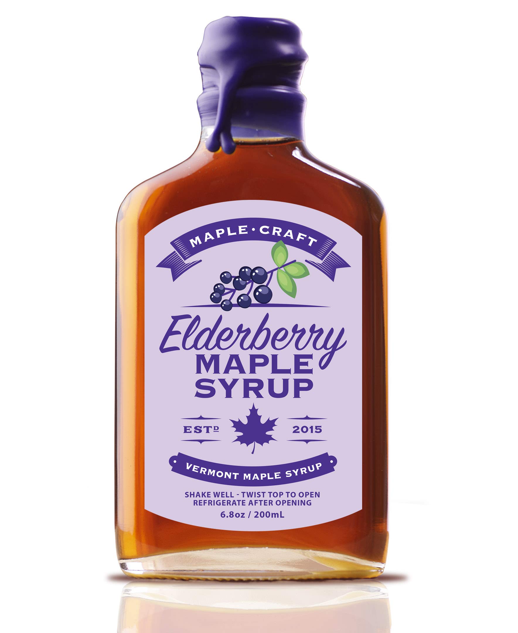 Organic Elderberry Maple Syrup (200ml) - Natural Sweetener for Pancakes, Waffles, Cocktails & Marinades - Perfect for Breakfast, Baking & Mixology