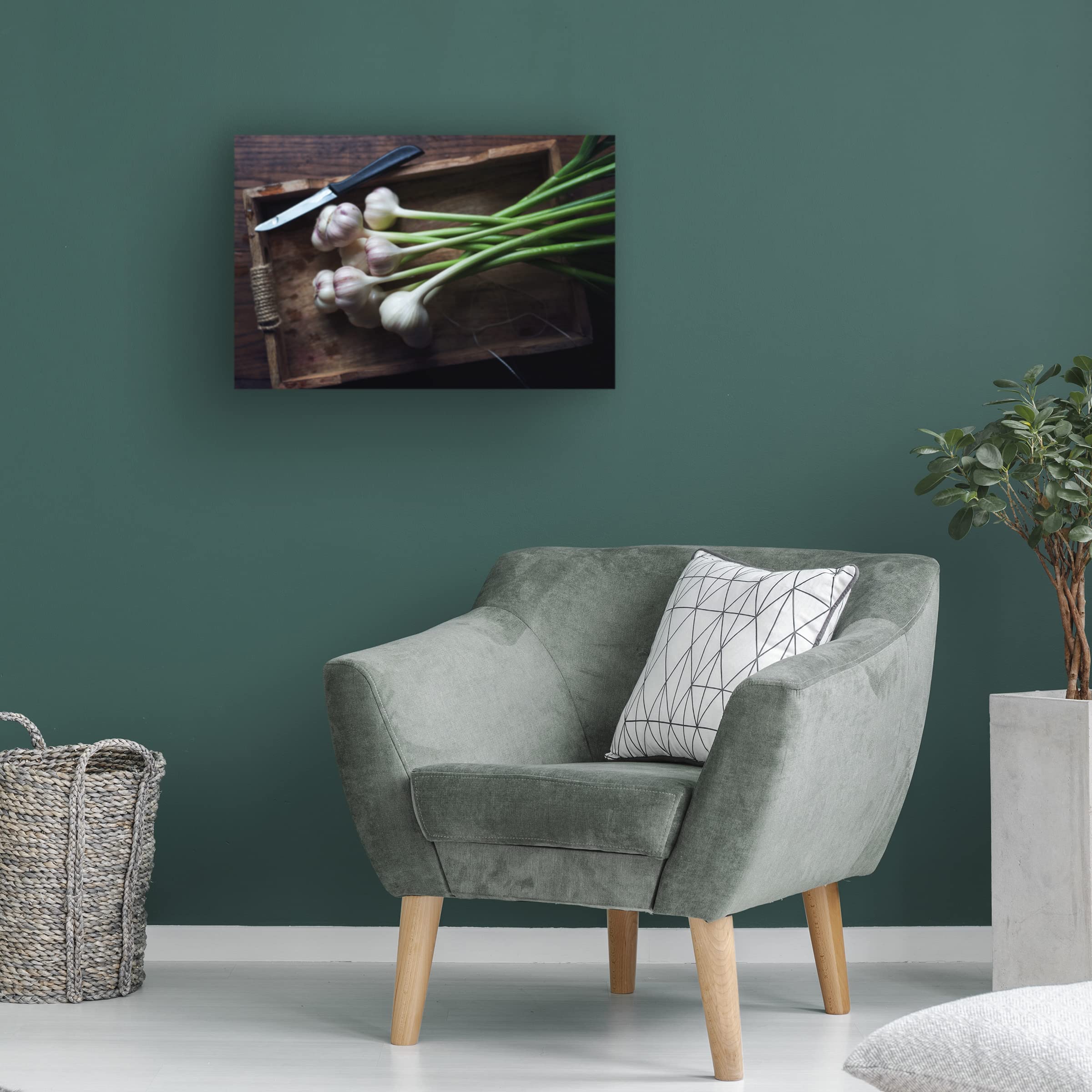 Trademark Fine Art 'Garlic' Canvas Wall Art Print by Aleksandrova Karina - Modern Kitchen Decor for Home & Restaurant