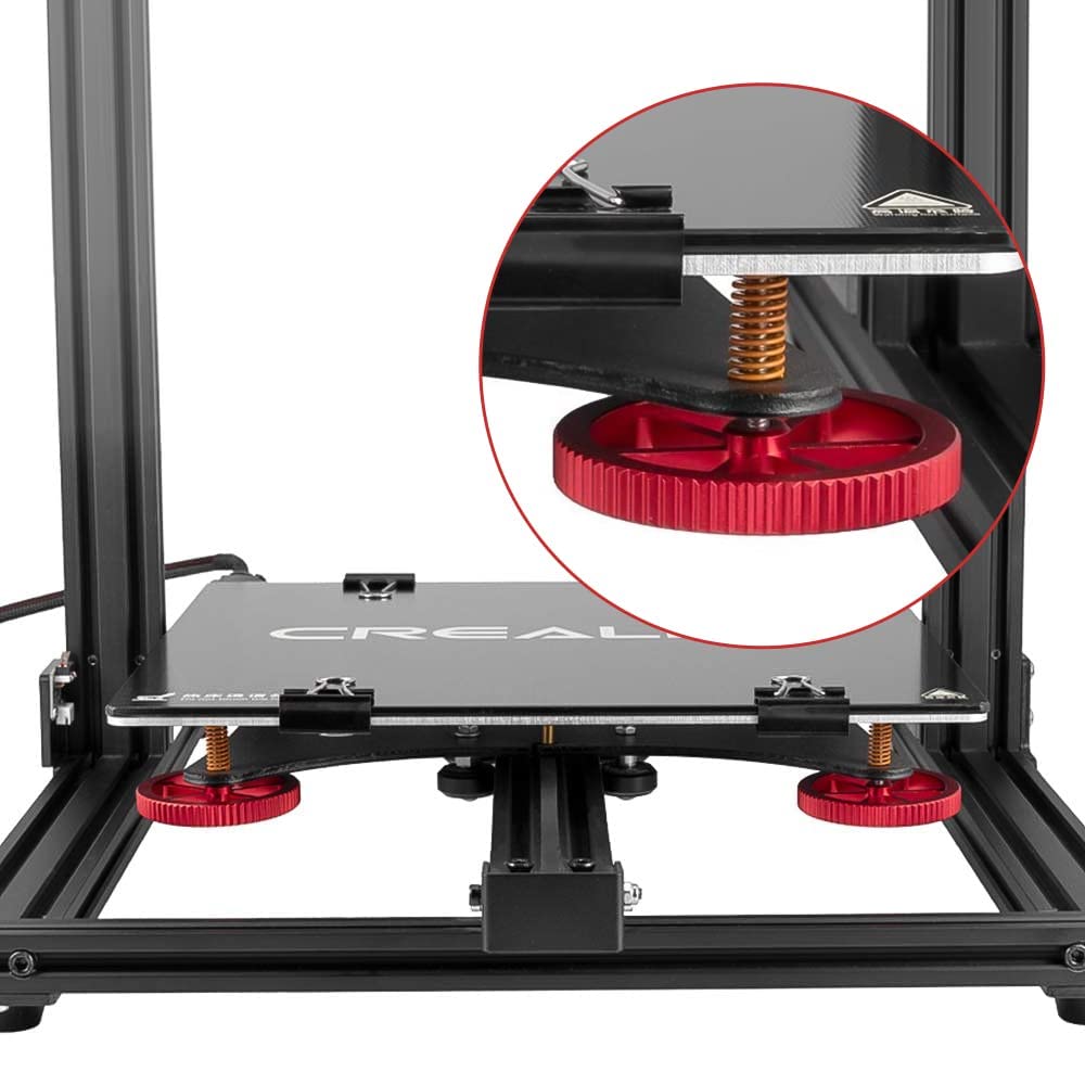 Official Creality Metal Leveling Nuts with 20mm Die Springs & 0.4mm Nozzles - Red Hand Twist Nuts Set for Ender 3/3 Pro/3 V2/3 Max, Ender 5/5 Plus/5 Pro, CR-10 Series 3D Printers | Perfect for Bed Leveling & Maintenance | Ideal for Home, Office & Workshop 3D Printing Projects