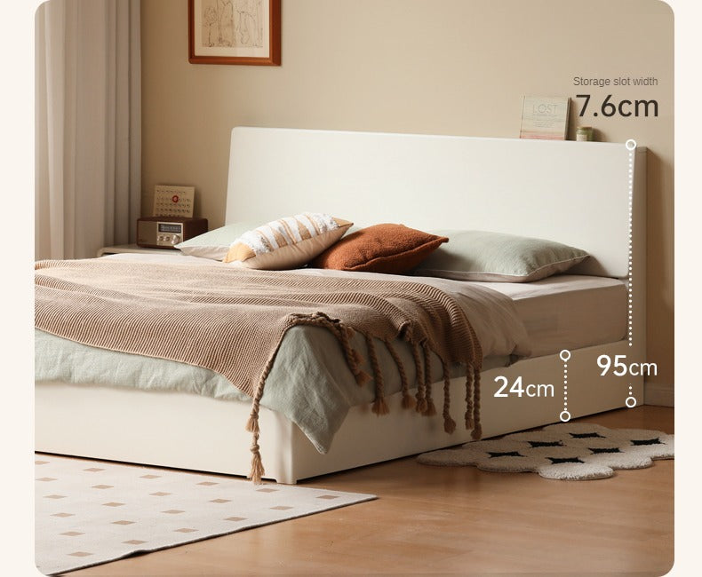 Solid Poplar Wood Box Storage Bed in Cream - Underbed Storage Solution for Small Spaces, Bedroom Organization & Minimalist Decor