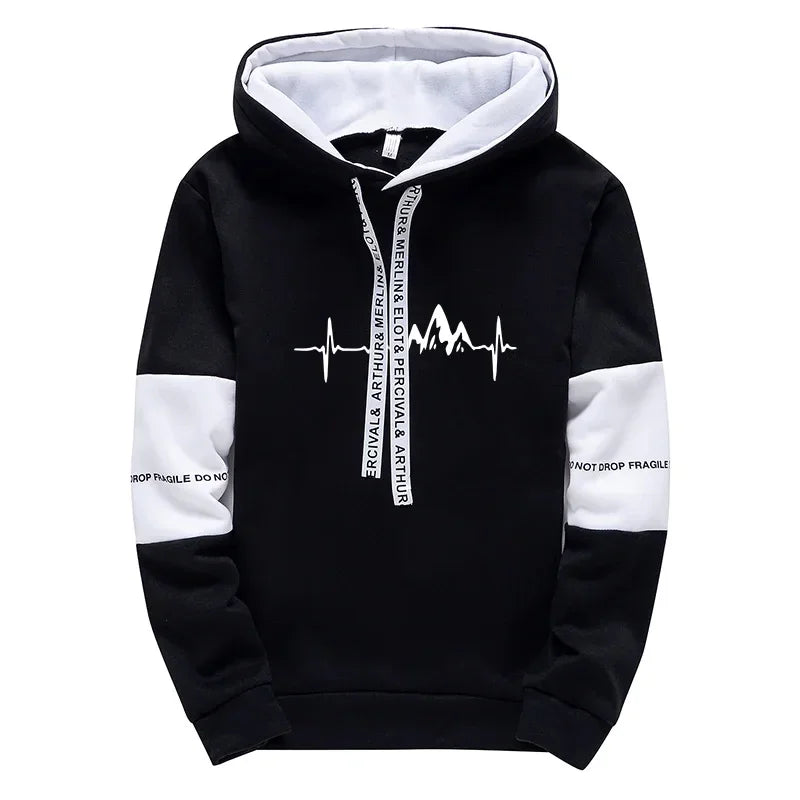 **Men's Casual Print Tracksuit Set - Hooded Sweatshirt & Jogger Pants for Streetwear, Harajuku Style, Gym & Daily Wear | High-Quality Comfort Outfit**    *(场景: Perfect for jogging, gym workouts, casual streetwear, and everyday comfortable fashion.)*