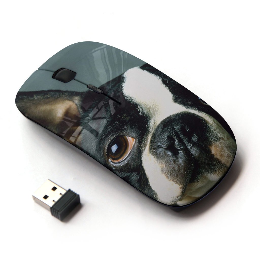 2.4G Wireless Optical Mouse - Cute French Bulldog & Boston Terrier Dog Design - Perfect for Home, Office, and Gaming Use