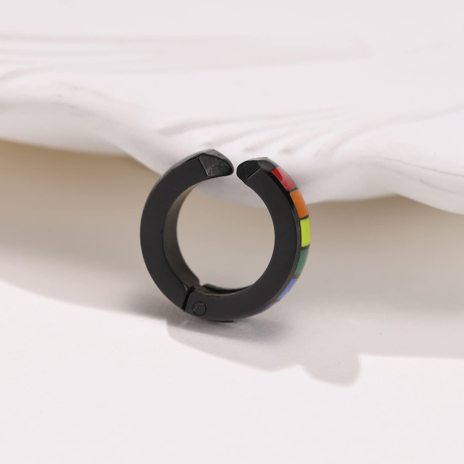 Rainbow Pride Stainless Steel Huggie Earrings for Men & Women - LGBT Gay Lesbian Flag Design - Perfect for Pride Parades, LGBTQ Events & Everyday Wear