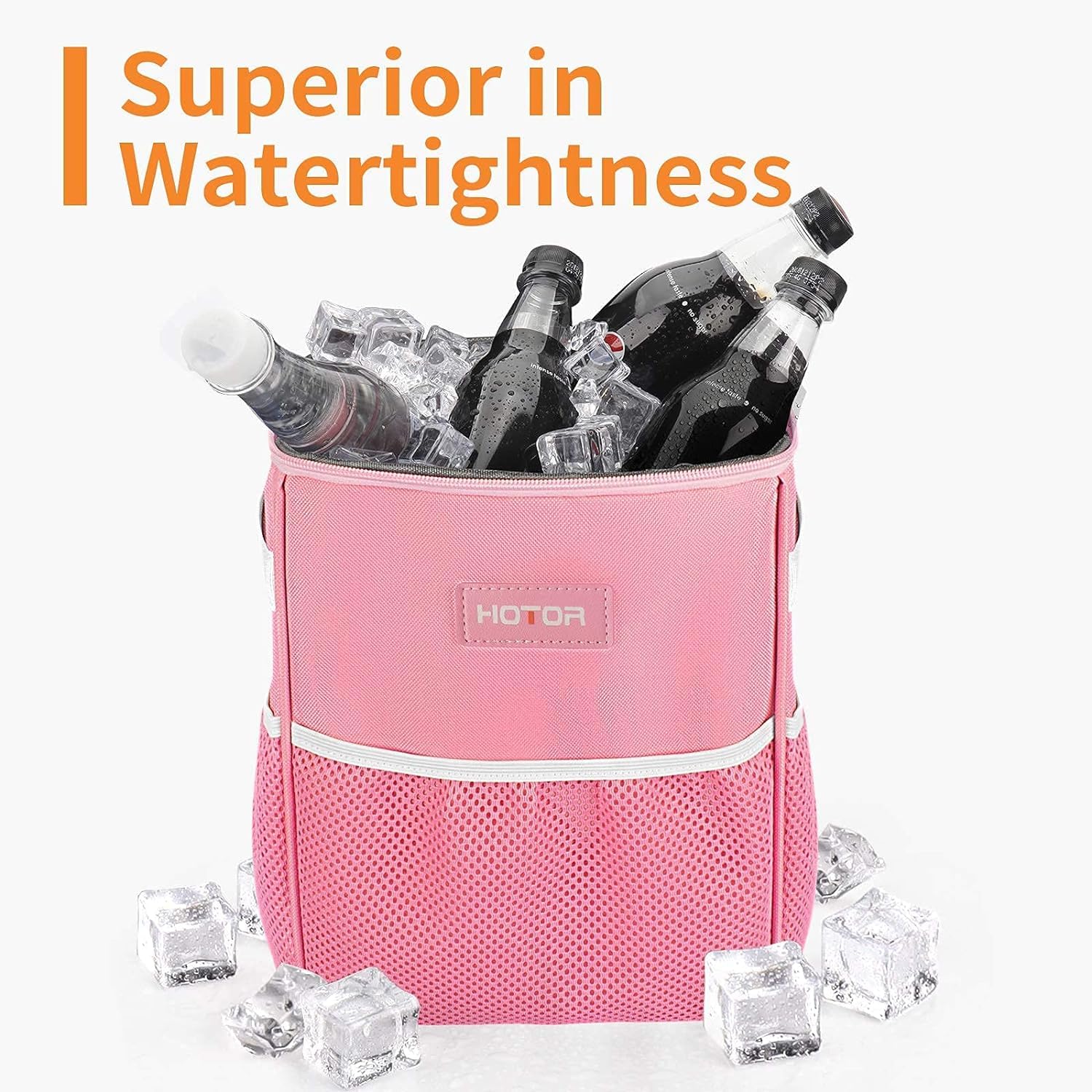 HOTOR 2 Gallon Car Trash Can with Lid - Leak-Proof Waterproof Garbage Bin with Storage Pockets | Multi-Purpose Vehicle Organizer for Road Trips, Commuting & Family Travel (Pink)