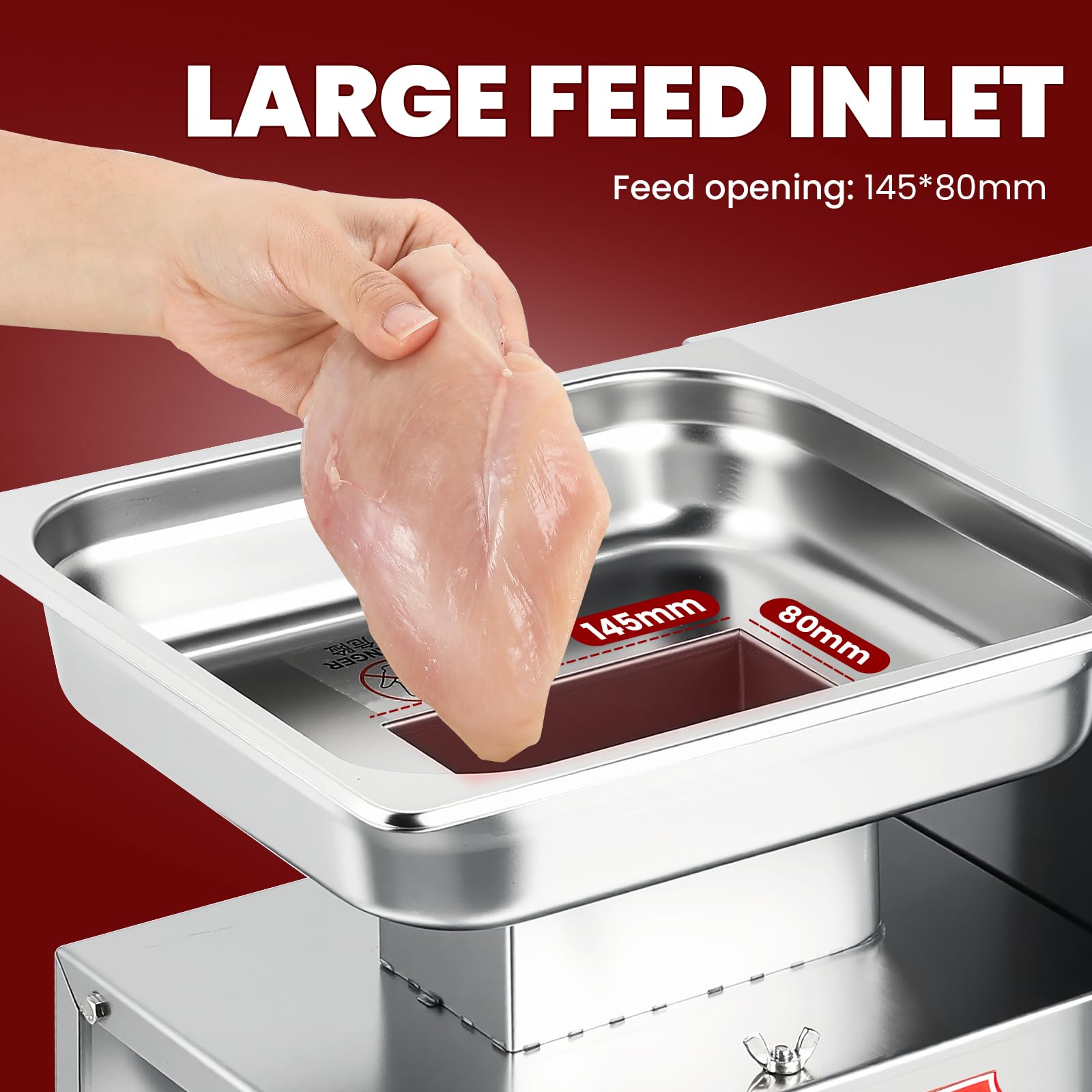 NEWTRY Commercial Meat Cutter Machine - 3mm Meat Slicer for Restaurant & Butcher Shop, 1100 lbs/Hour, Cuts Strips Cubes & Minces, Heavy Duty QE Approved (Perfect for Deli, Catering & Food Processing)