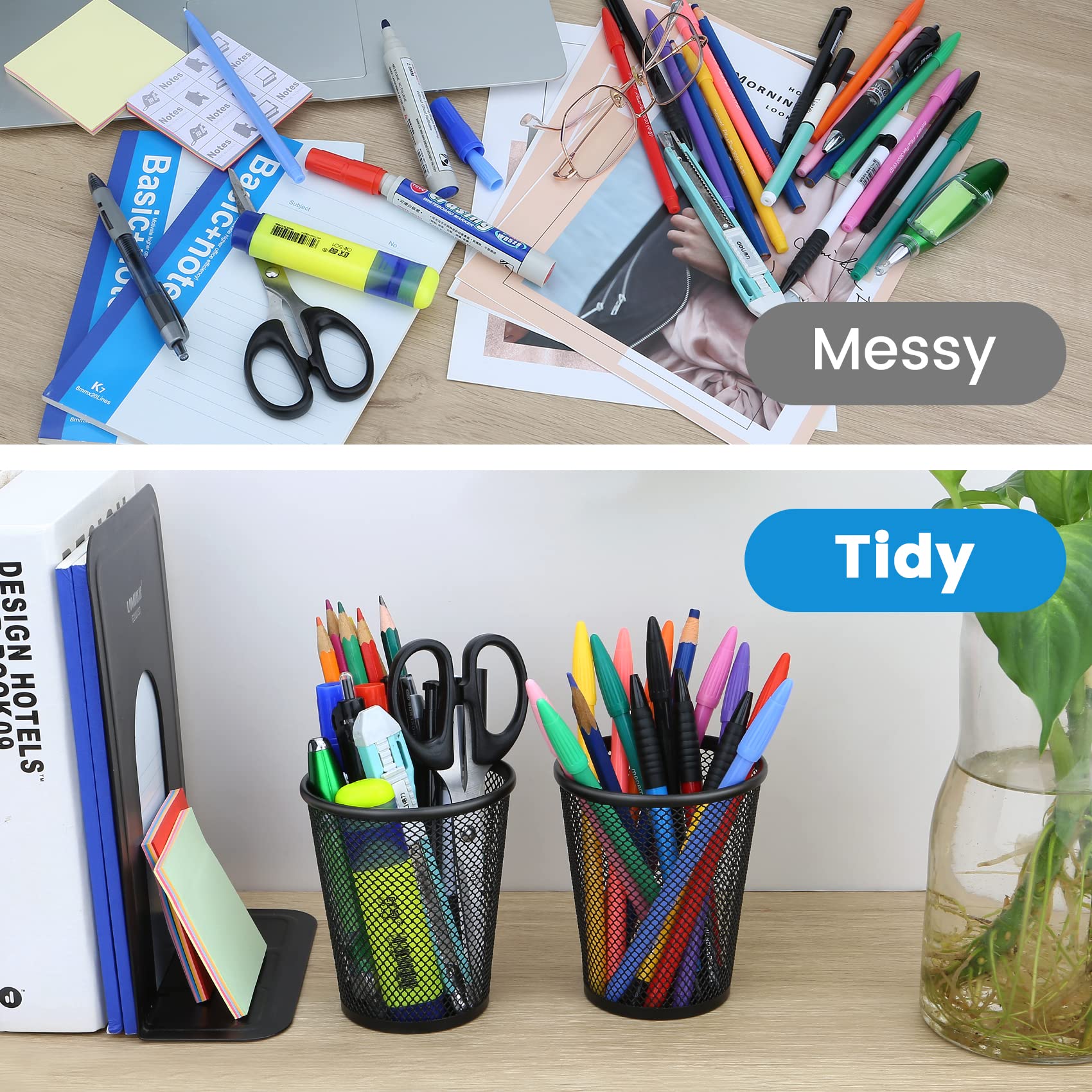 4 Pack Mesh Metal Pen Holder for Desk - Stylish Pencil Cup & Organizer for Office, School, or Home Workspace | Perfect for Organizing Pens, Markers, and Office Supplies