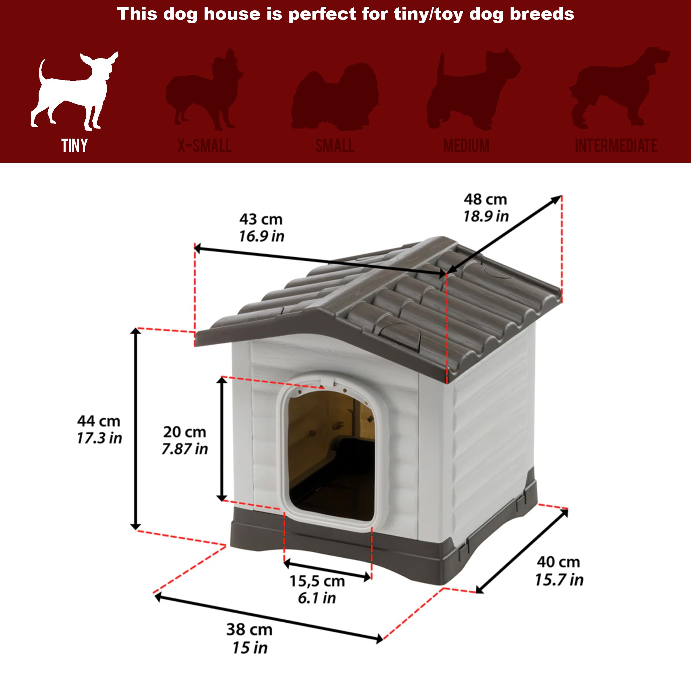 Ferplast Dog Villa - Durable Outdoor Dog House for Small & Medium Dogs - Weatherproof Pet Shelter for Backyard, Patio & Garden Use