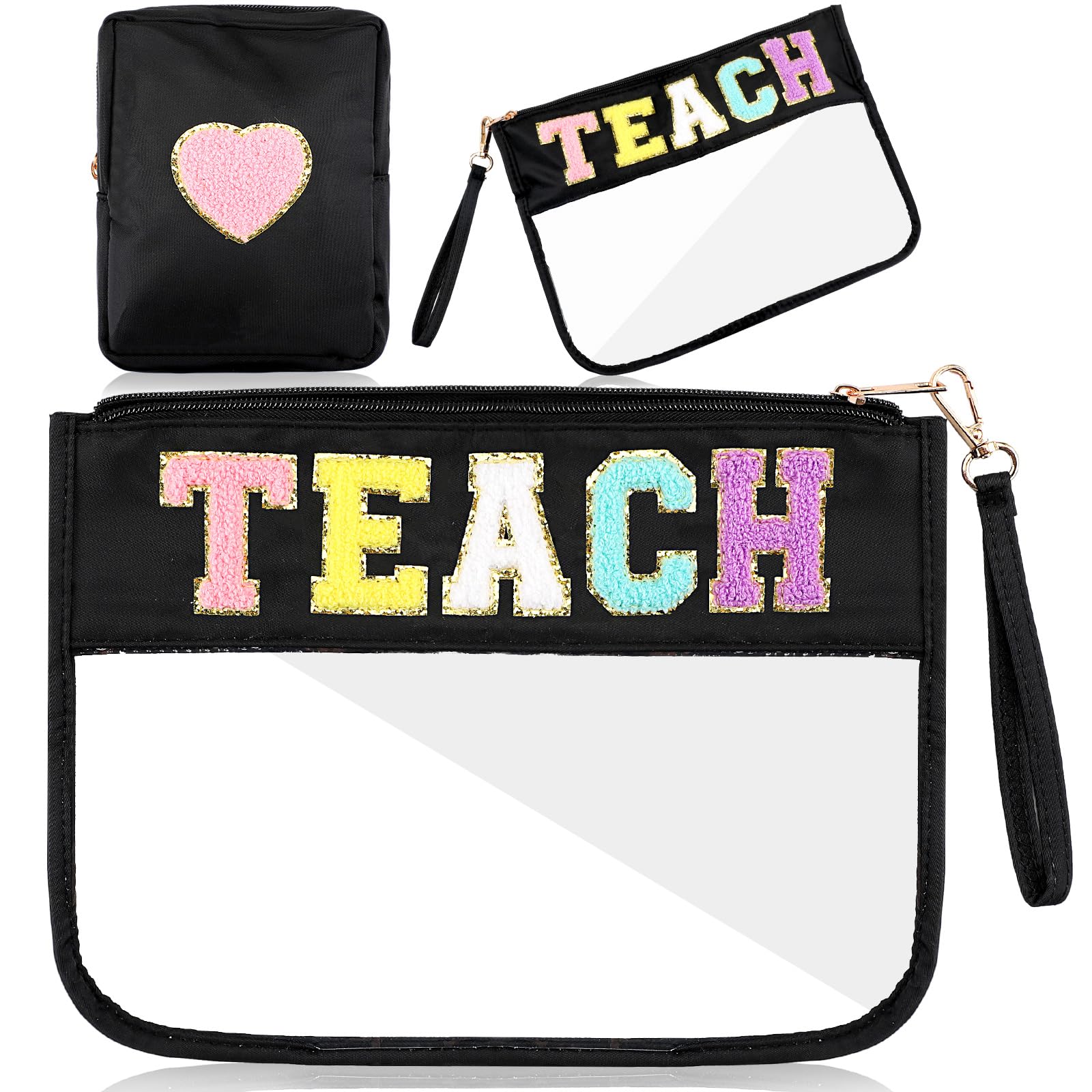 Hillban 2-Pack Teacher Pencil Pouch - Waterproof Cosmetic & Toiletry Bag for Travel, School, Gifts