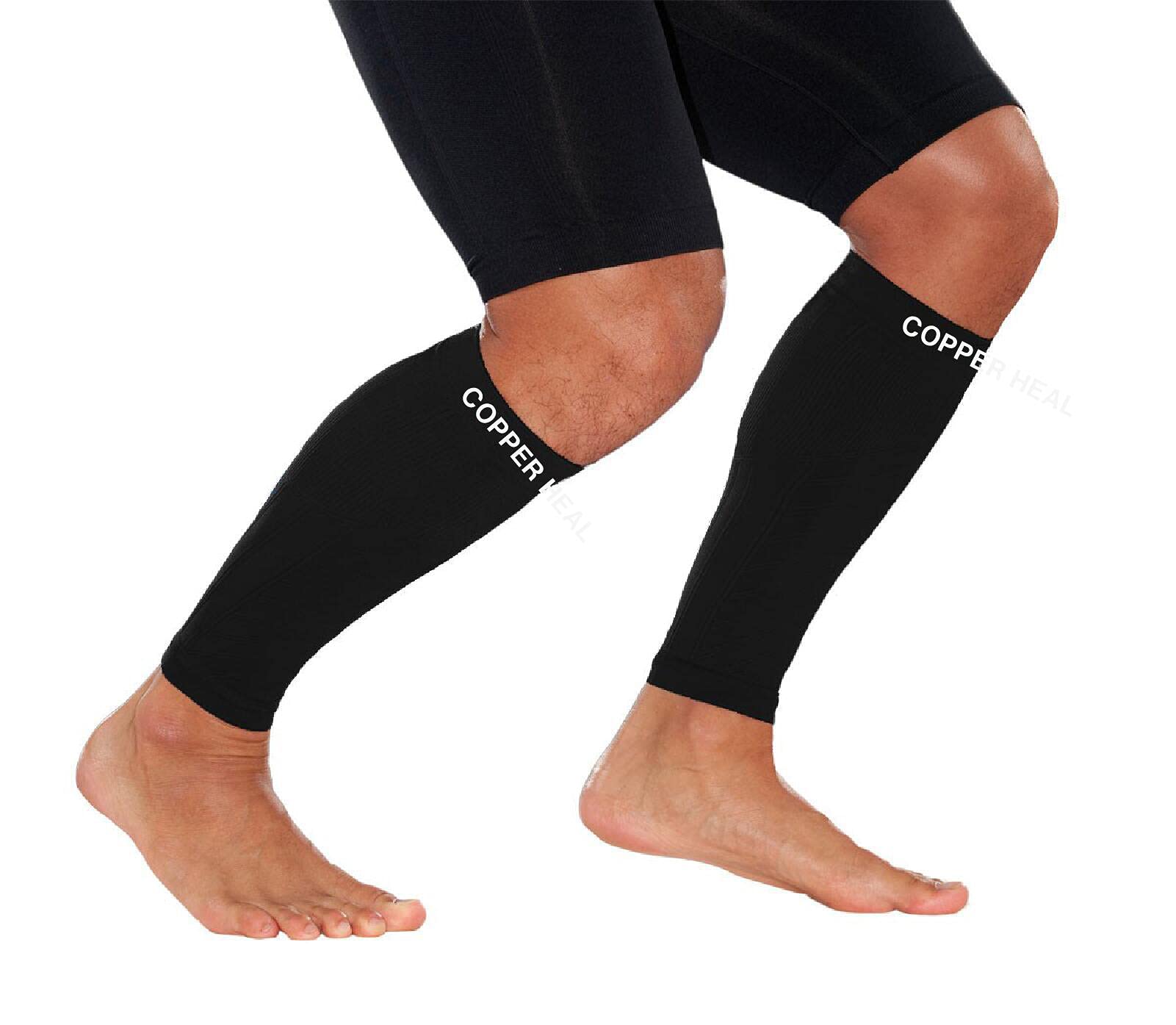 COPPER HEAL CALF Copper Compression Sleeves (1 Pair) - Best for Exercise, Sports Recovery & Pain Relief - Muscle Strains, Shin Splints, Leg Support - Unisex for Men & Women - Perfect for Running, Gym Workouts & Post-Training Recovery
