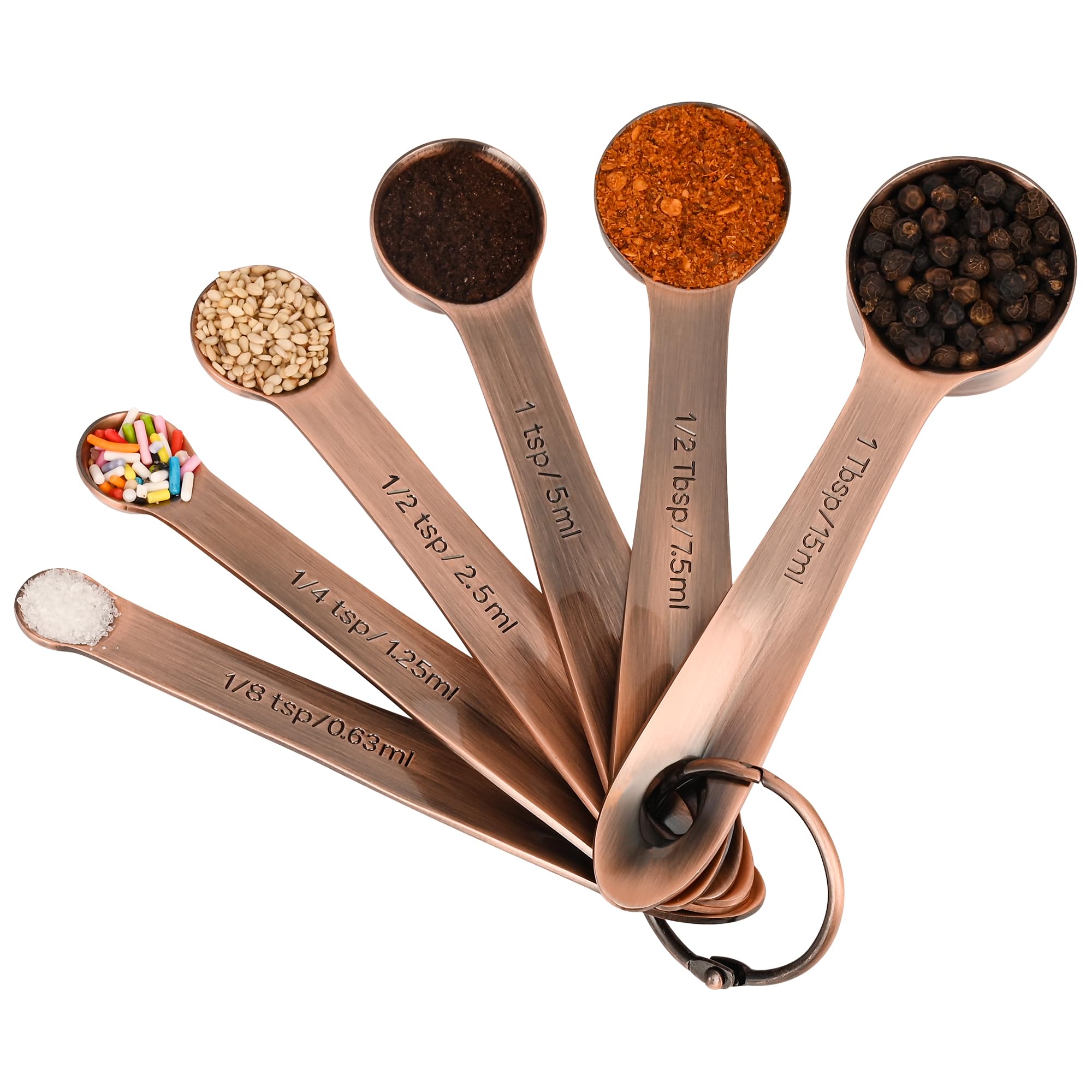 Premium Copper Measuring Cups and Spoons Set - 7-Piece Stainless Steel Measuring Cups & 6-Piece Spoons for Baking, Cooking, and Kitchen - Accurate Dry & Liquid Measurement Tools for Professional Chefs and Home Bakers | Ideal for Baking Cakes, Cookies, and Meal Prep