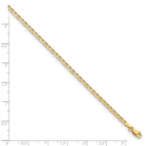 14K Yellow Gold Polished 2mm Anchor Link Anklet Bracelet for Women - Elegant Beach Jewelry for Summer Outfits & Vacation Accessories