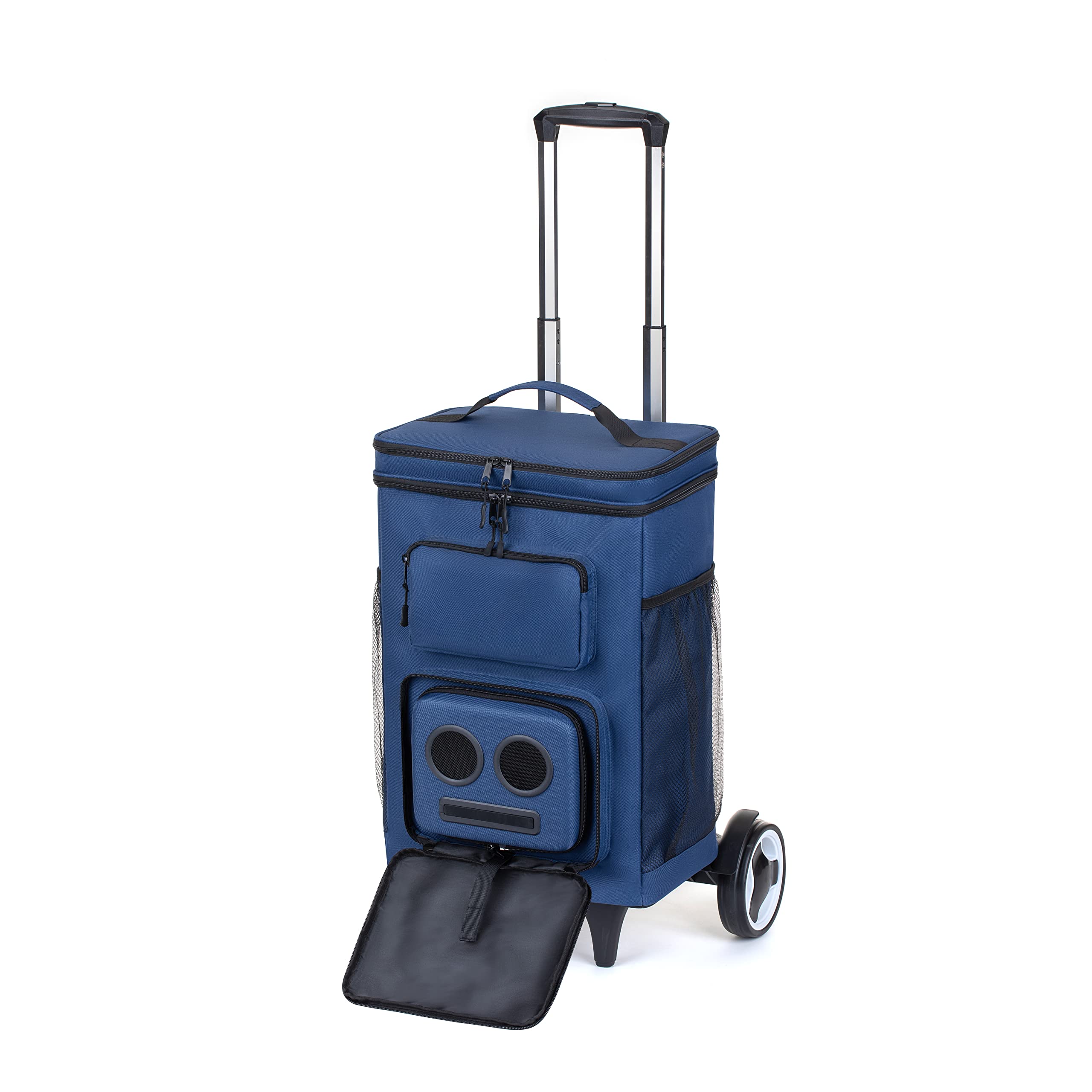 #1 Best Selling Rolling Cooler with Bluetooth Speakers - 20W Portable Rechargeable Cooler for Outdoor Parties, Beach, Camping & Tailgating | Compatible with iPhone & Android (Blue) - Perfect for BBQs, Music Festivals, Boat Trips & Picnics