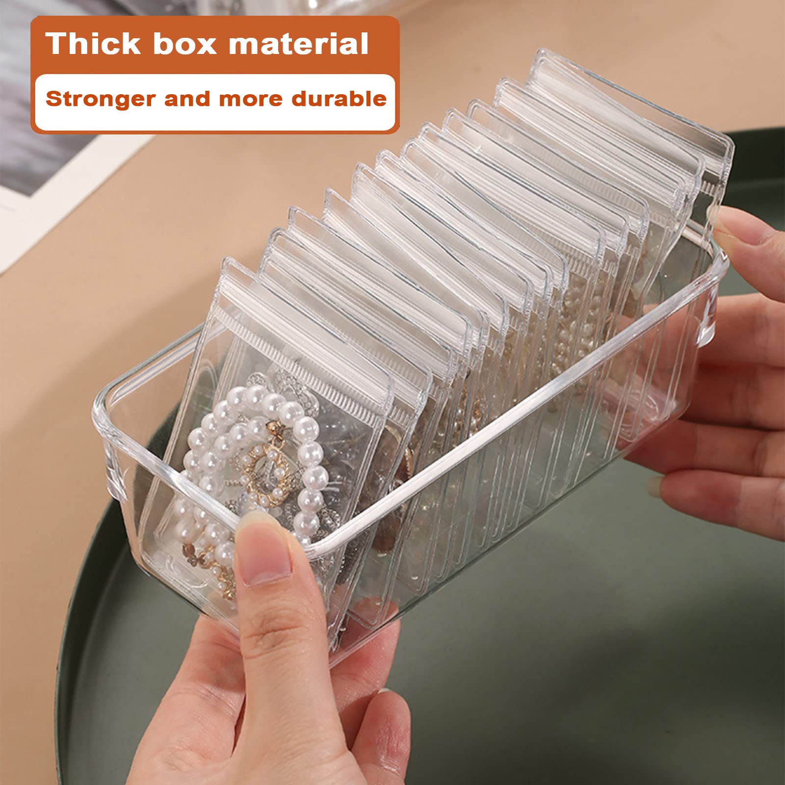 Clear Acrylic Jewelry Organizer Box for Women - 15 Compartment Drawer with Individual Bags for Necklaces, Rings & Earrings | Portable Travel Storage Solution for Home, Office & Vacation
