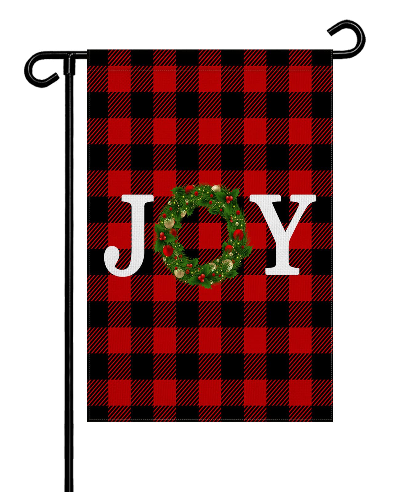 Seven Roses Christmas Wreath Double-Sided Burlap Garden Flag - 12