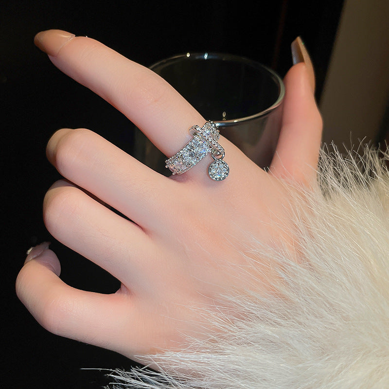 Chunky Dangle Charm Channel Thumb Ring for Women - Fashion Statement Jewelry A8496 | Perfect for Parties, Date Nights & Everyday Wear