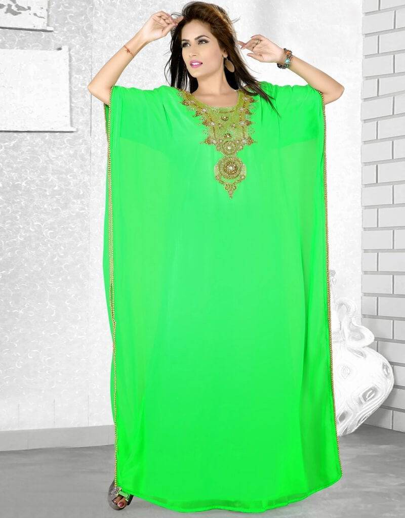 Stylish Bright Designer Farasha Kaftan - Elegant Flowy Maxi Dress for Women | Perfect for Beach Vacations, Summer Parties & Boho Fashion