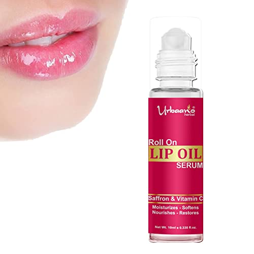 Maxxglow Herbal Roll On Lip Oil Serum - Smoothing, Lightening & Brightening for Dark, Dry, Pigmented & Chapped Lips - Hydrating Lip Treatment for Men, Women & Teens - 10ml - Perfect for Daily Lip Care & Natural Color Restoration