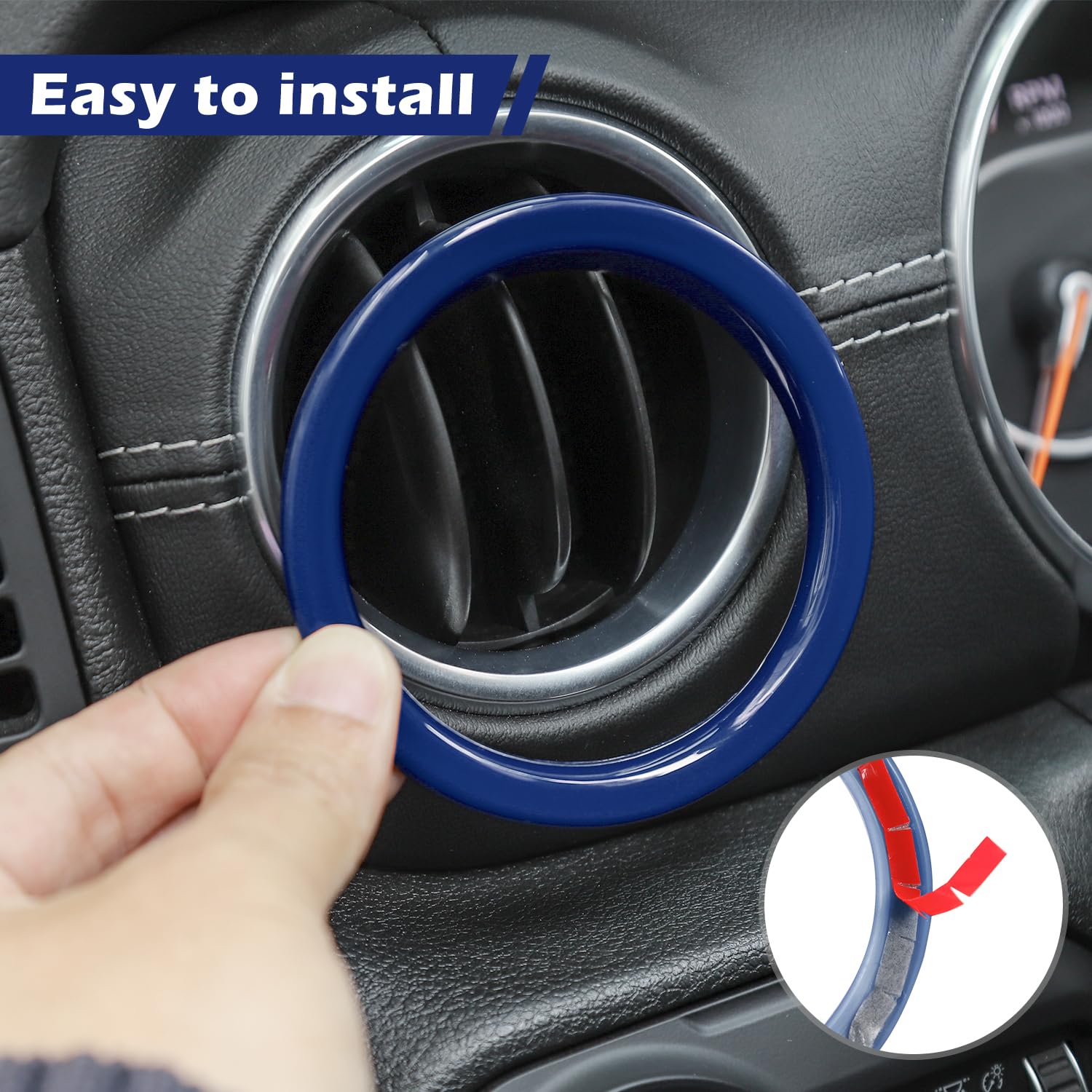 RT-TCZ Blue Dash Air Vent Cover Trim Stickers for Jeep Wrangler JL JLU & Gladiator JT (2018-2023) - Interior Accessories Set of 4 - Enhance Your Ride's Style & Protection