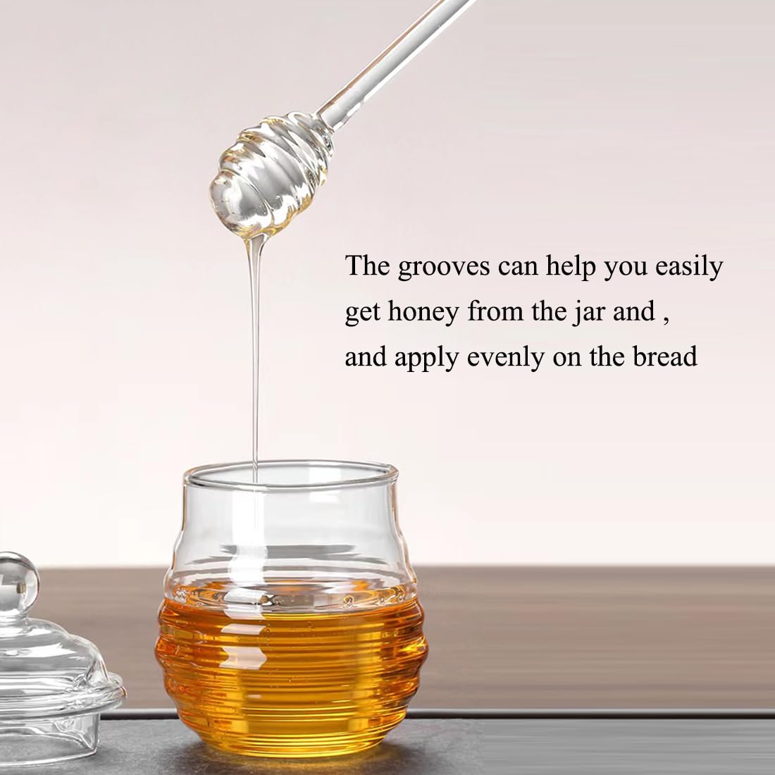 10oz Glass Honey Jar with Lid & Dipper - Heat Resistant Honey Storage for Kitchen, Coffee Bar & Gifts
