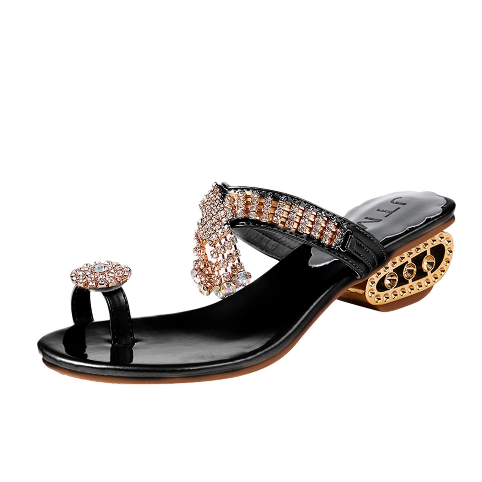 Stylish Women's Rhinestone Sandals with Hollow Heel - Fashionable Spring & Summer Flip Flops for Casual Wear, Beach & Party Outfits