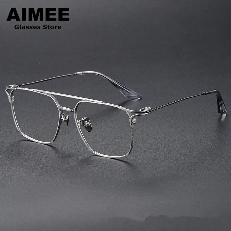 Aimee Unisex Full Rim Square Double Bridge Titanium Eyeglasses 81000 - Lightweight Durable Frame for Reading, Work & Everyday Use