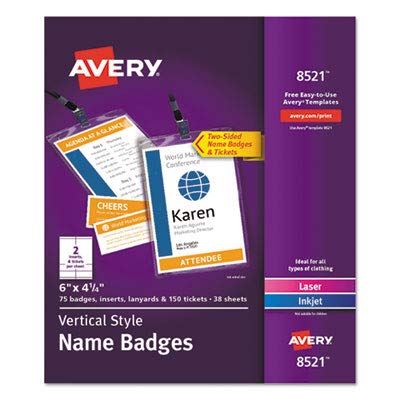 Lanyard-Style Badge Holder with Laser/Inkjet Inserts - Top Loading, 4.25