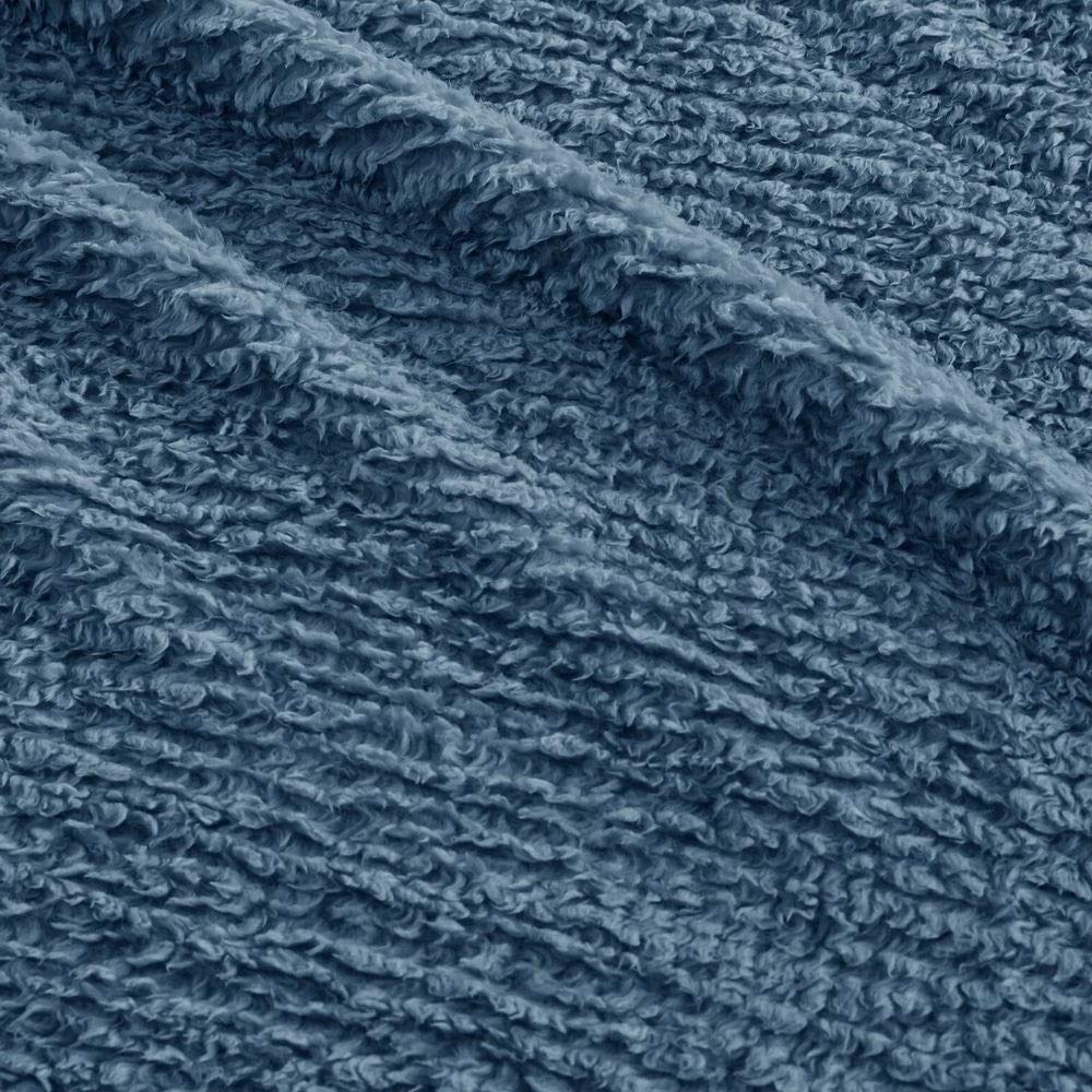 TRP 1-Piece All-Season Sherpa Plush Blanket - King Size, Velvet Binding, Ultra Soft & Warm - Perfect for Cabins, Lodges & Home Decor (Solid Blue)