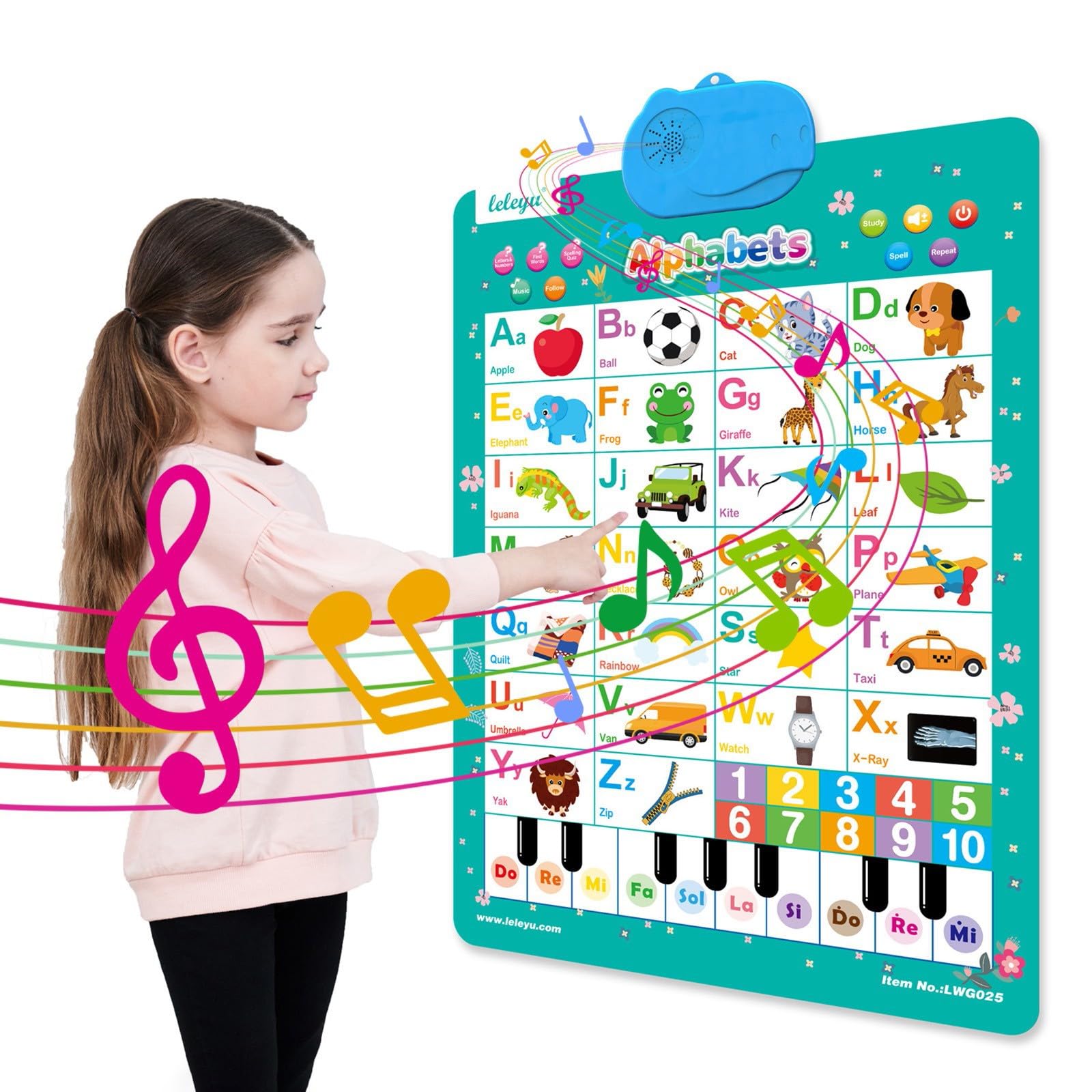 Interactive Alphabet Learning Toys for Toddlers 1-3 Years - ABC Chart with Music & Talking Features, Educational Sensory Toys for 2 Year Old Boys & Girls - Perfect Gift for Preschool Learning & Playtime Fun