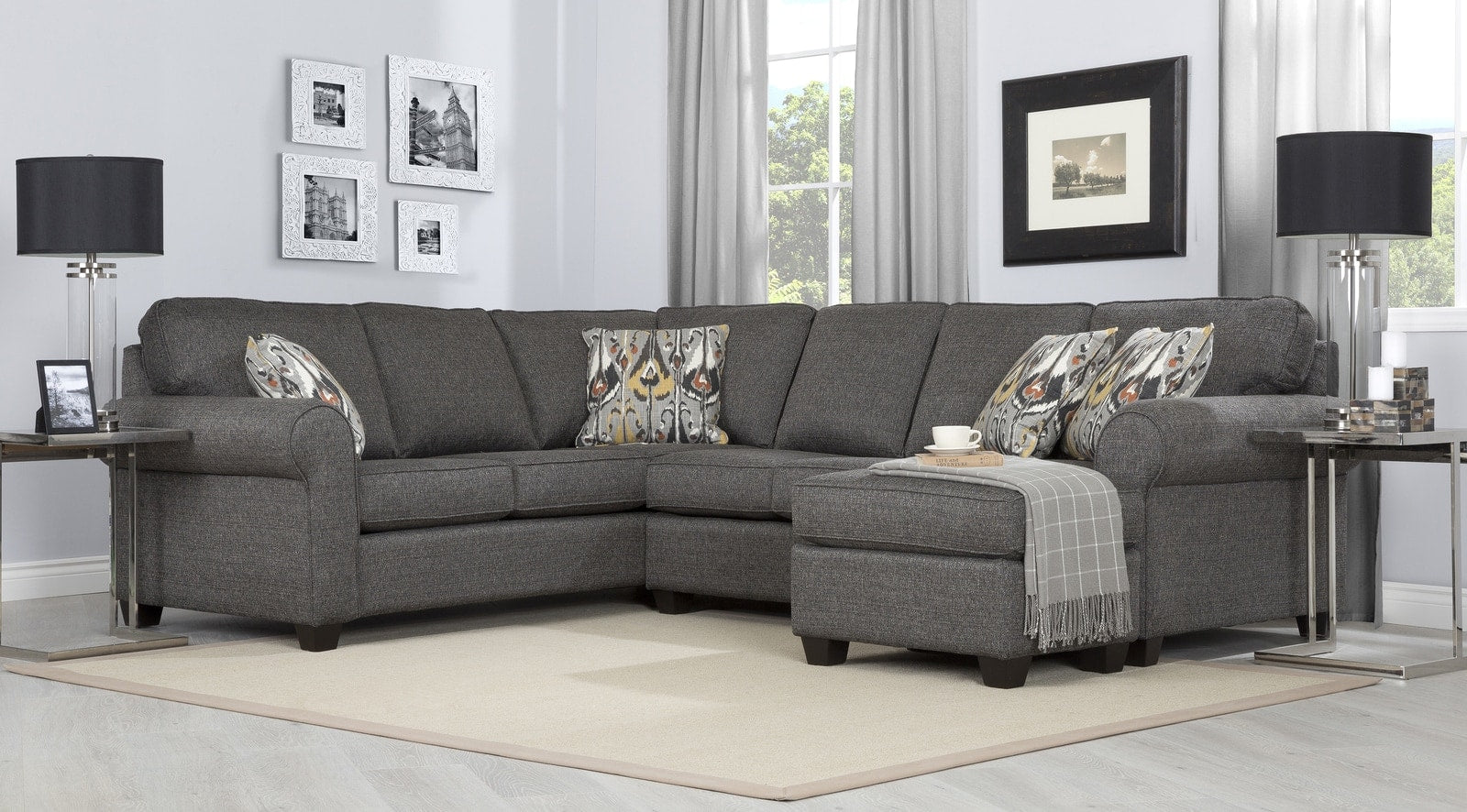 Classic Round Arm Sofa Collection - Modern Living Room Furniture for Home & Office - Comfortable Upholstered Couch with Soft Fabric - Perfect for Lounge, Family Room, and Small Spaces