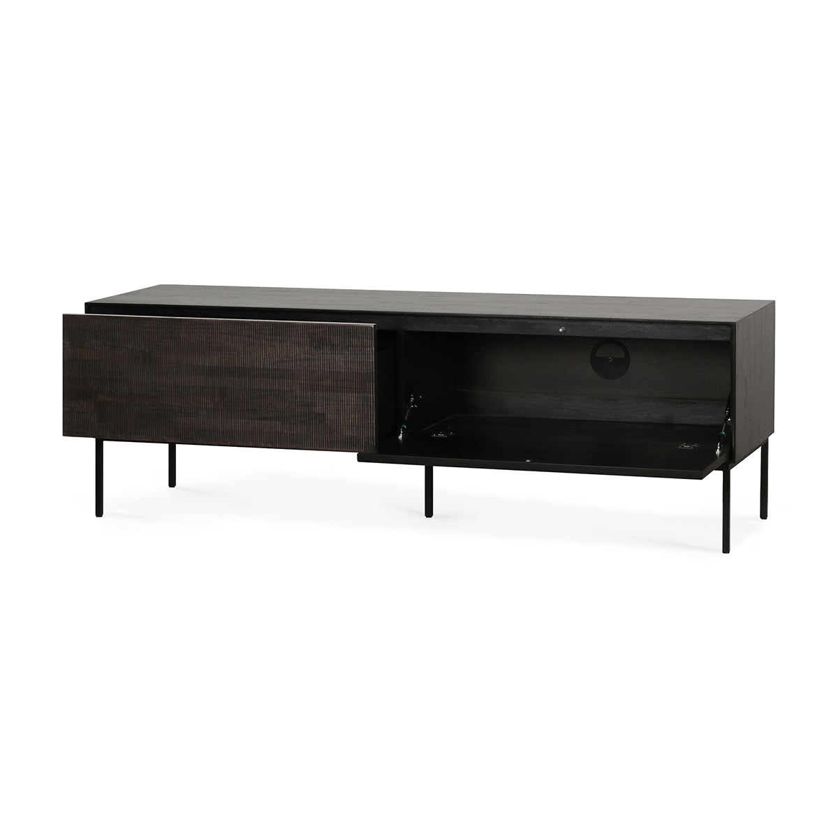 Grooves 1 Flip Down Door & 1 Drawer TV Stand - Modern Entertainment Center for Living Room, Bedroom & Home Theater Storage Solution