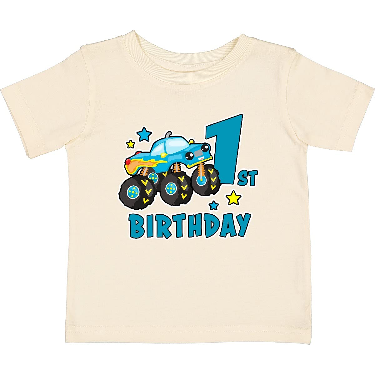 1st Birthday Monster Truck Baby T-Shirt - Cute Toddler Boy Outfit for Birthday Party & Photo Shoots - Inktastic Soft Cotton Tee