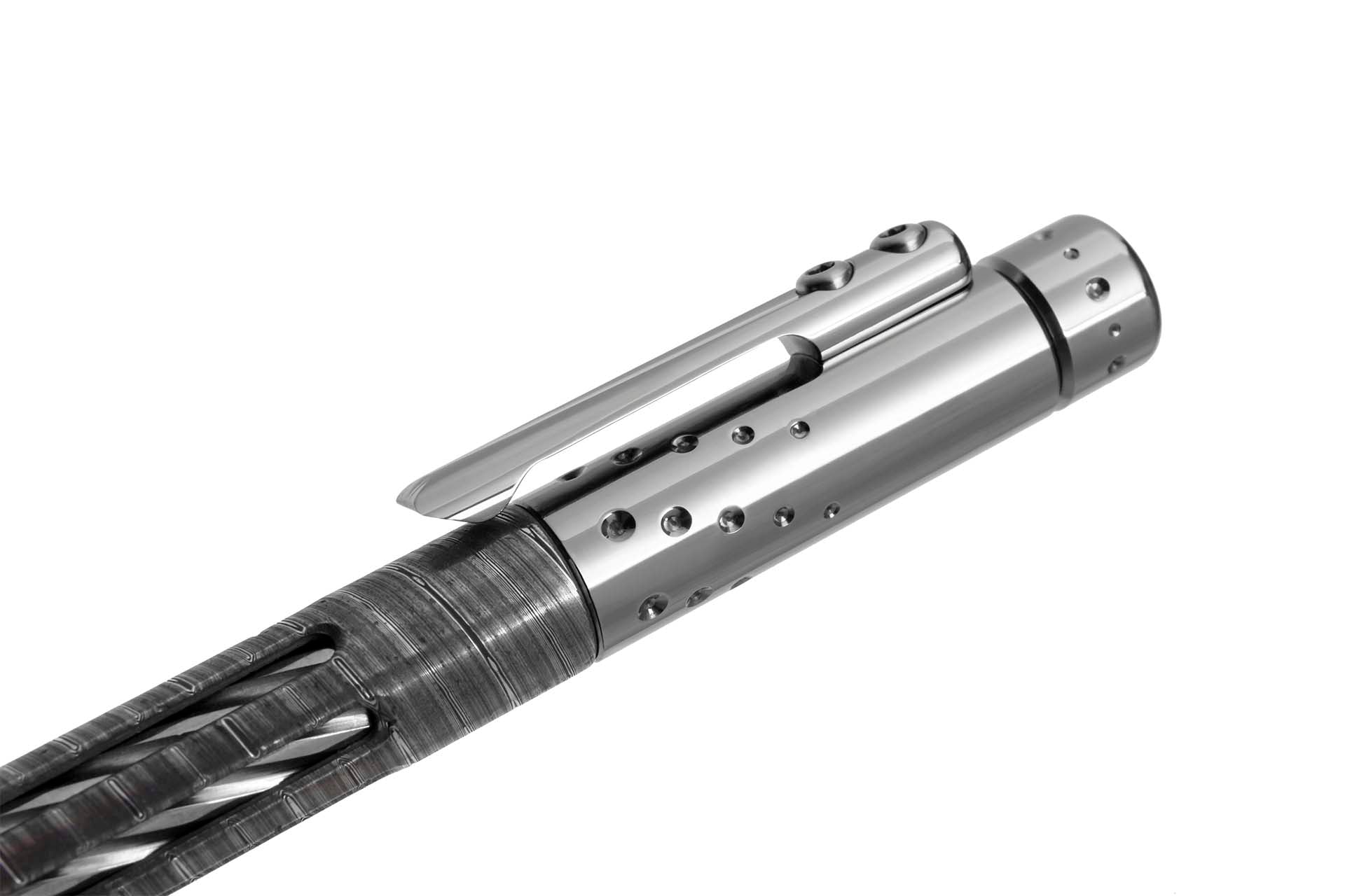 Lionsteel Nyala Pen - Damascus Steel Grey Shine - Premium EDC Pocket Knife for Outdoor, Camping & Everyday Carry (EDC)