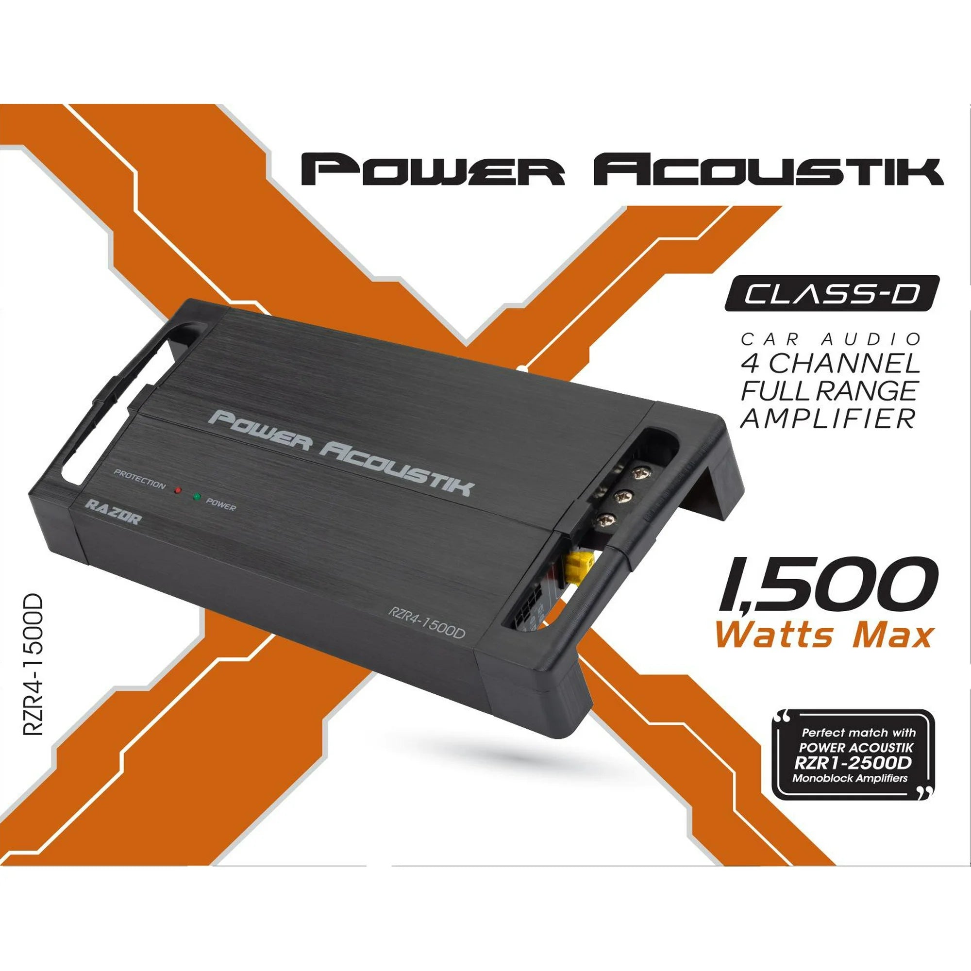RZR4 1500D 4 Channel Class D Amplifier - 1500W Max Power, Full Range Audio, SMT Circuitry - Perfect for Car Audio Systems & Home Theater Setups