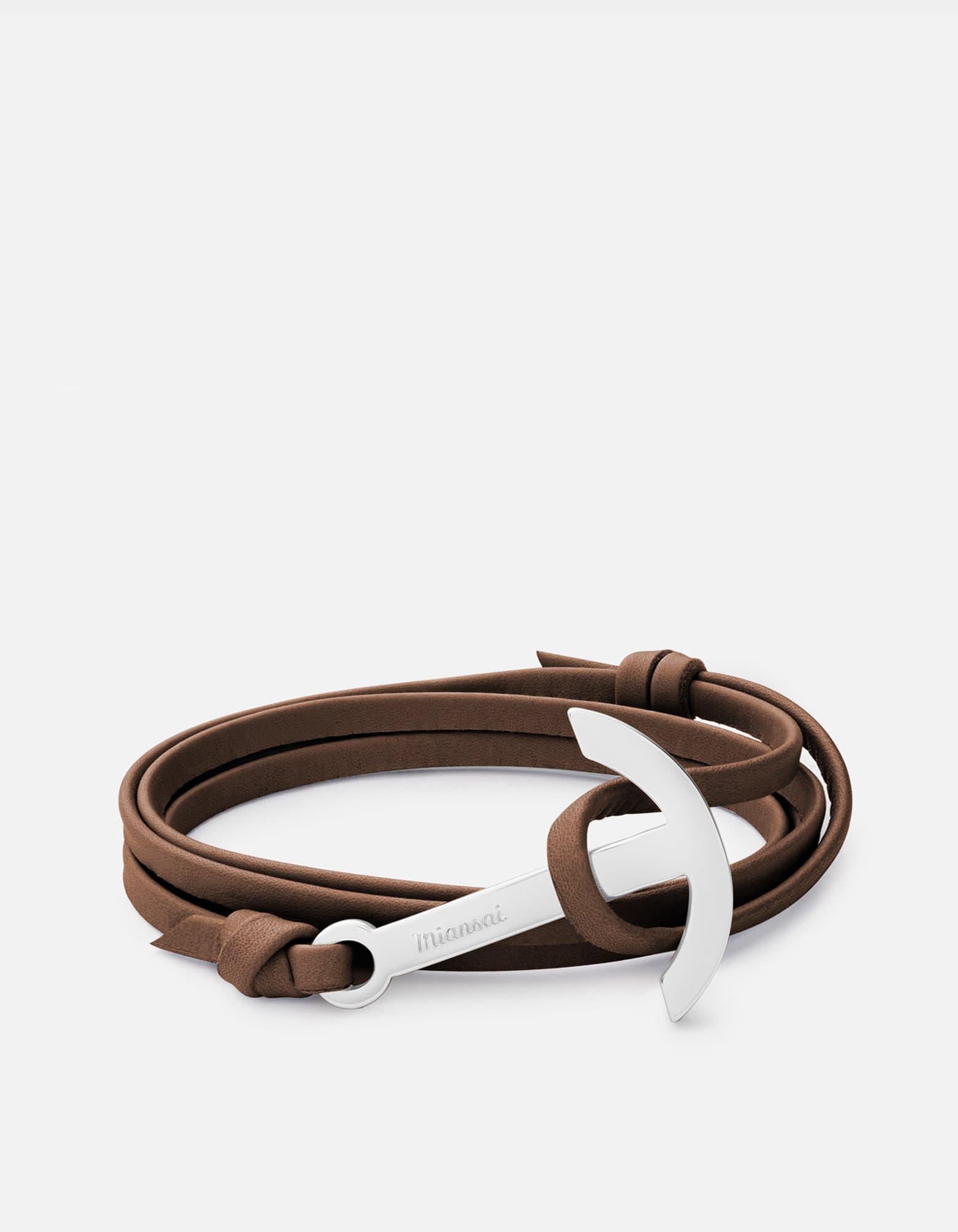 Modern Anchor Leather Bracelet for Men - Silver Stainless Steel Adjustable Chain - Perfect for Casual Wear, Gifts & Everyday Accessories