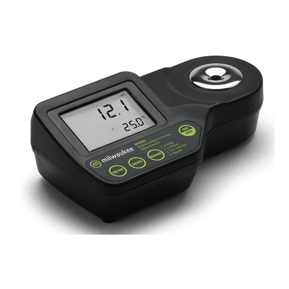 Milwaukee MA886 Digital Refractometer for Saltwater & Brine - 0-100% NaCl Range, 10°C to 40°C | Perfect for Aquariums, Food Processing & Marine Applications