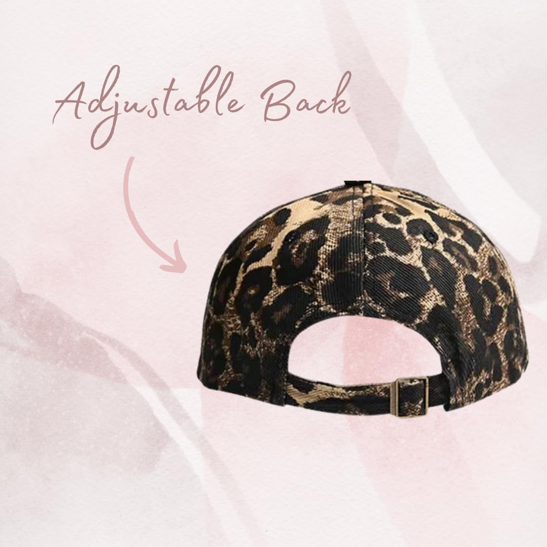 Leopard Print Matching Hats for Women and Kids - Mother Daughter Hats Set of 2, Embroidered Patch Mom and Son Hats, Mommy and Me Hats for Boys & Girls | Perfect for Family Photos, Outdoor Activities, and Mother-Child Bonding Moments