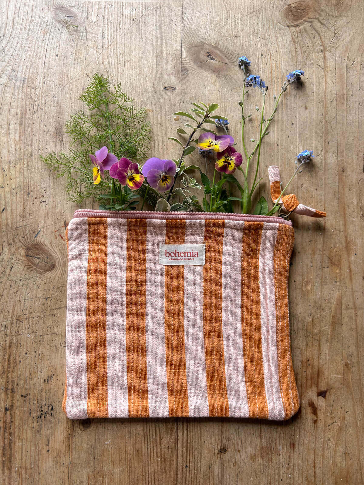 Jaipur Stripe Large Pouch - Handmade Indian Clutch Bag for Women | Boho Festival Accessory | Perfect for Travel, Weddings & Everyday Use