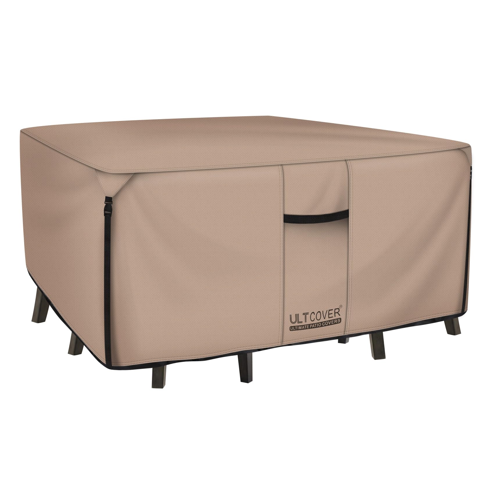 ULTCOVER 54 Inch Heavy Duty Waterproof Square Patio Table Cover - 600D Tough Canvas Outdoor Furniture Protector for Dining Tables & Chairs | All-Weather Protection for Backyard, Garden & Deck Use