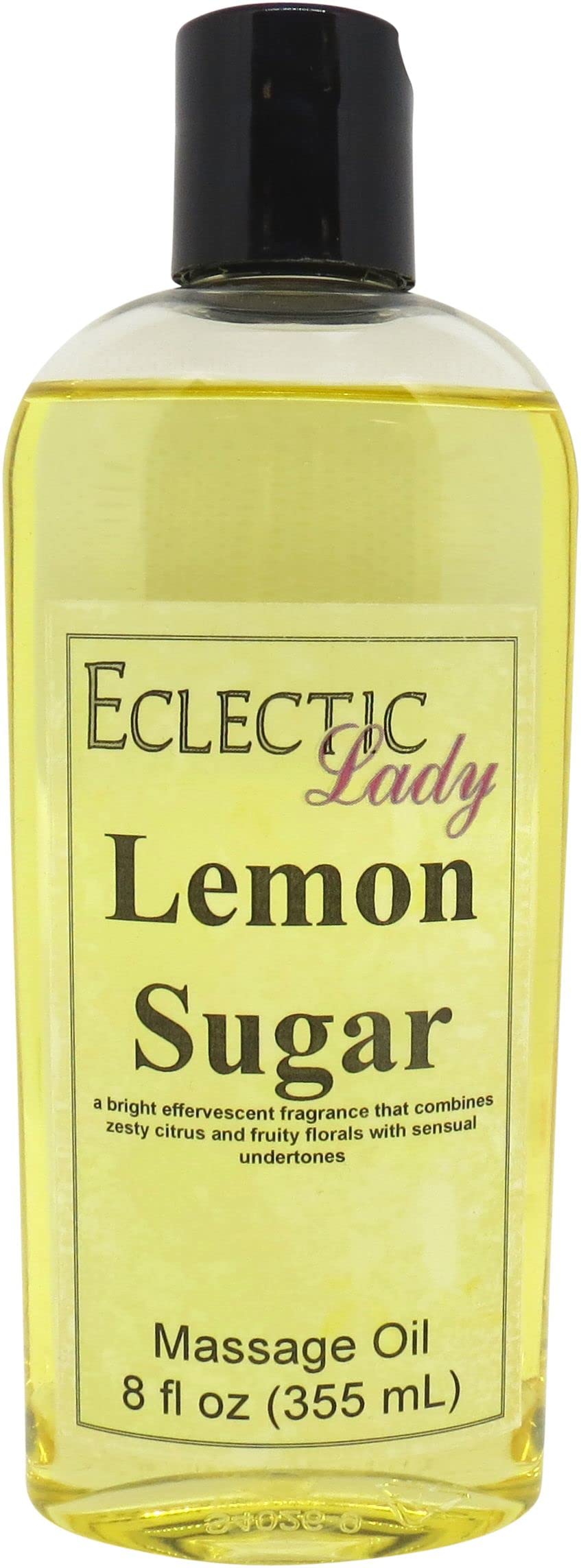 Organic Lemon Sugar Massage Oil - 8oz Sweet Almond & Jojoba Oil Blend - Preservative Free Aromatherapy Body Oil for Relaxation, Couples Massage & Spa Treatments - Perfect for Romantic Evenings & Stress Relief